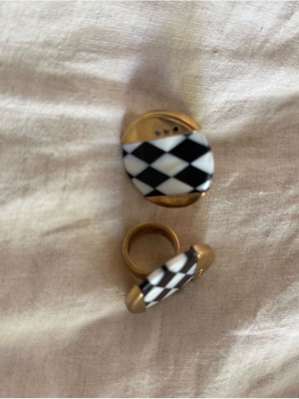 RARE Kelly Wearstler Harlequin Statement Ring – Black White Gold
